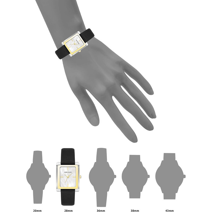 Жіночий шкіряний годинник Anne Klein (чорний/двоколірний)