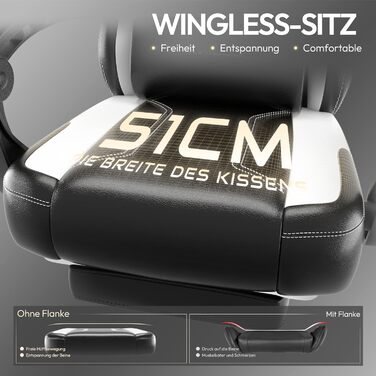 Ігровий крісло Dowinx з PU-шкіри, ергономічний, з підтримкою попереку, для ПК, білий, до 150 кг