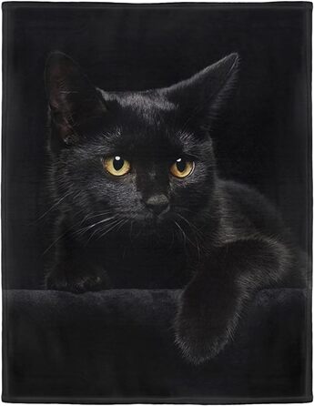 YISUMEI Blanket 150x200 cm Cozy Blanket Soft Flannel Soft Fleece Blanket Bedspread Black Cat 150 x 200 cm