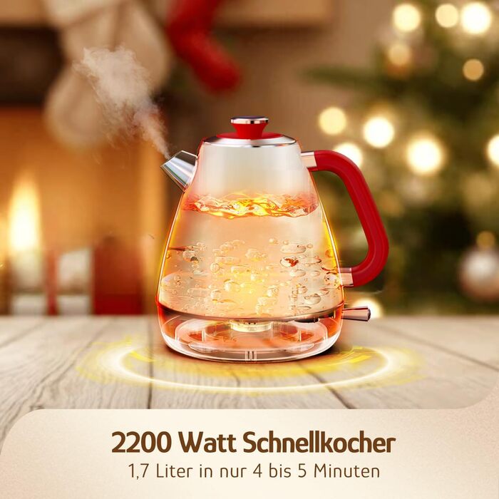 Електричний чайник Hazel Quinn Retro з термометром, з нержавіючої сталі, без пластику, 1.7 л, 2200 Вт, автоматичне вимкнення, вінтажний дизайн, Rudy Rot