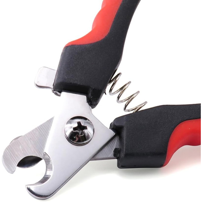 Ножиці для обрізання кігтів собак та котів, нержавіюча сталь, з захистом, червоно-чорні, з пилочкою для кігтів, інструмент для догляду за кігтями