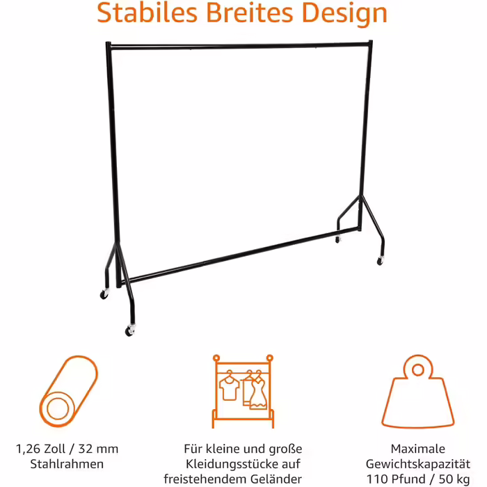 Amazon Basics Clothes Rack, 1.82 x 1.52 m, Black