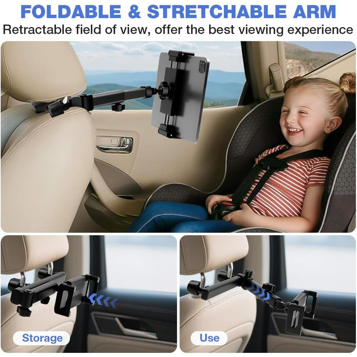 Тримач для планшета в авто AXFEE, висувний, універсальний, для iPad, iPhone, Switch, смартфонів 4.7-16 дюймів