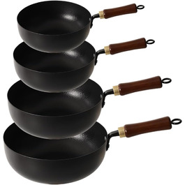 Набір сковорідок з нержавіючої сталі з антипригарним покриттям (4 шт.) 26/24/20/18 см, дерев'яні ручки