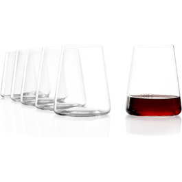 Stölzle Lausitz Red Wine Glasses Power 6-Piece Set 520ml – Modern Stemless Wine Glasses for Maximum Aroma Development – Flat Red Wine Glasses Made of Crystal Glass – Dishwasher & Shockproof, Made in Germany