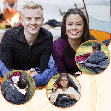 Спальний мішок Poepore Outdoor Winter для дорослих, Extra Wide, 3-4 сезони, XXL, теплий, бавовна, фланель, для кемпінгу, походів, пригод, 230*100 см, 0°C (Червоний, -6°C)