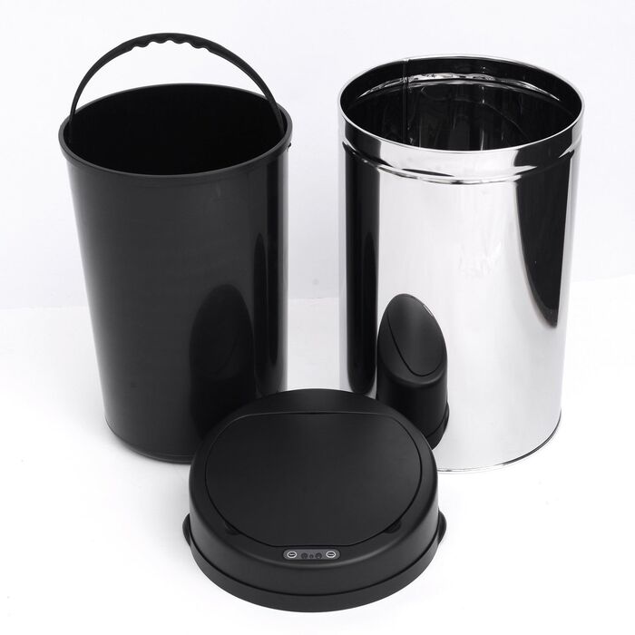 HOMCOM Automatic Sensor Trash Can - Waste Bin with IR Sensor, Round, 30L, Optional Inner Bucket, Stainless Steel | Aosom