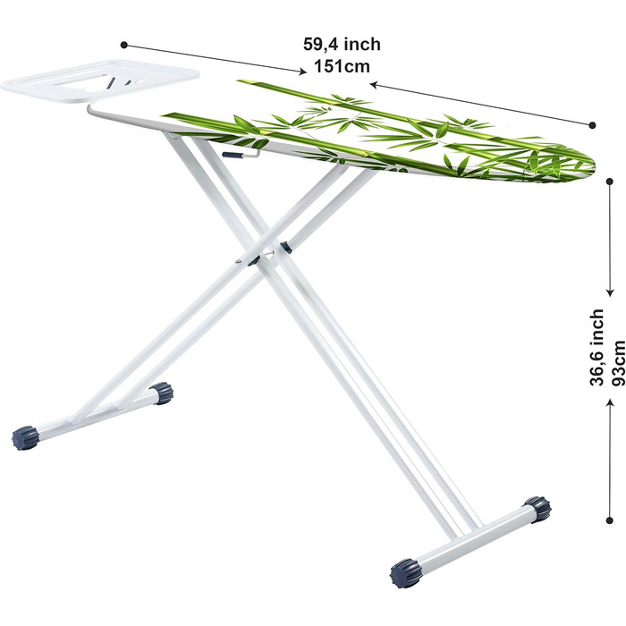Прасувальна дошка Mabel Home з регулюванням висоти, стійка до пари, з чохлом, білий/зелений, 119,4 x 45,7 см