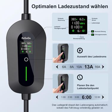 Мобільна зарядна станція Wallbox 11 кВт (3-фазна) з кабелем 7м, роз'єм Type 2, CEE 16A, адаптер-сет | Зарядка для електромобілів та PHEV | IP65, 6/8/10/13/16A