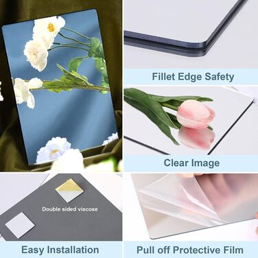 Самоклеючі дзеркальні наклейки Augshy (4 шт., 30x30 см) - гнучкі, акрилові, без рамки