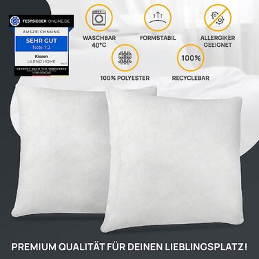 LILENO HOME Набір 6 подушок 40x40 см для алергіків, поліестер, для дивана, софи, коктейльних та головних подушок, внутрішня подушка, прати при 40°C
