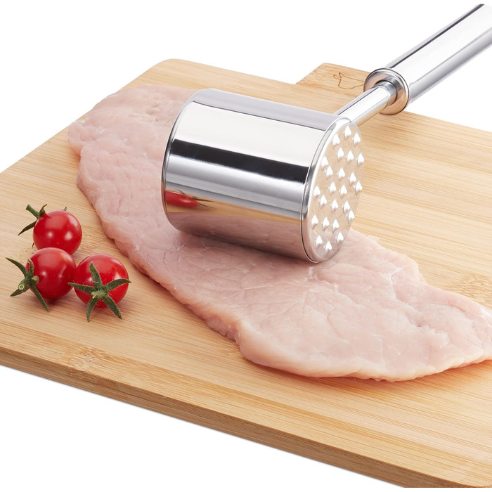 Relaxdays Fleischklopfer: двосторонній молоток для м'яса, 28 см, нержавіюча сталь