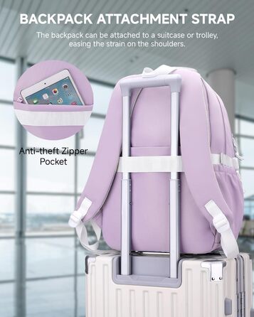 Рюкзак для підлітка, шкільний рюкзак для дівчинки з багатьма відділеннями, для учнів 3-5 класів, середньої та старшої школи, нейлоновий рюкзак для подорожей та відпочинку (фіолетовий)