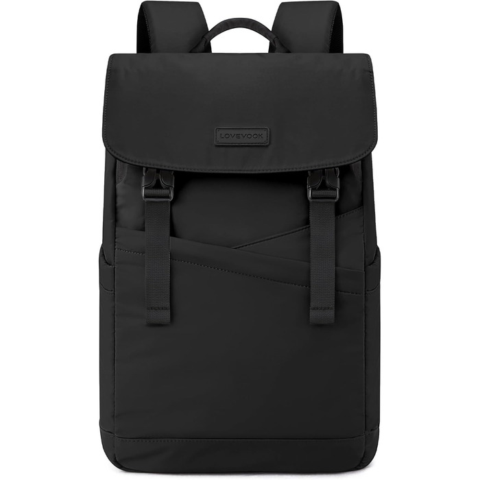 LOVEVOOK Рюкзак для ноутбука 15.6 дюймів, жіночий/чоловічий, для підлітків, універсальний, водонепроникний, для школи, університету, подорожей, роботи (Чорний, 15.6 дюймів)