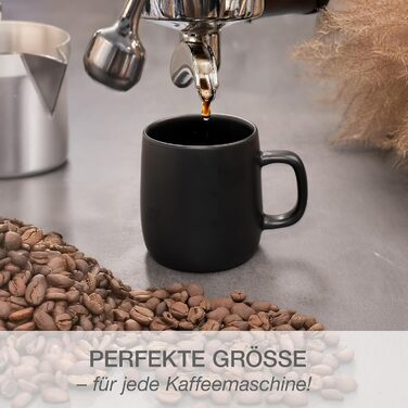 Набір кавових чашок Moritz & Moritz VIDA, 6 шт., чорний колір, 380 мл, з ручкою, з високоякісного порцеляну