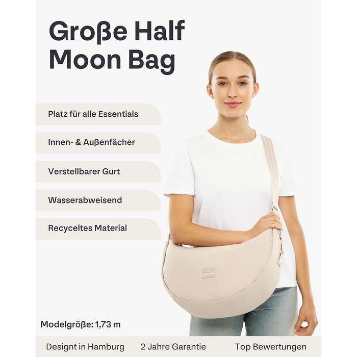 Сумка через плече Johnny Urban Ally Medium Grau (10л) - Місячна форма, водонепроникна, регульований ремінець