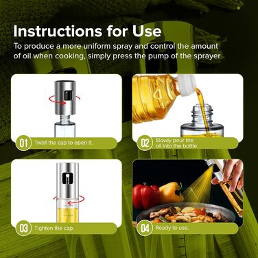 Дозатор для олії та оцту Portentum: зручний спрей для кухні, Airfryer, салату, оливкової олії. Пластиковий диспенсер з аксесуарами