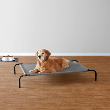 Amazon Basics Cooling Elevated Pet Bed, Gray, Size L, L 130 x W 80 x H 19 cm