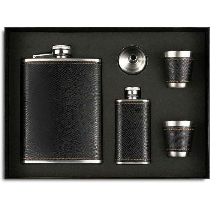 Набір фляг 260 мл з нержавіючої сталі для віскі та шнапсу. Міні фляга, портативна, дорогий алкогольний аксесуар, подарунок (зелений, чорний)