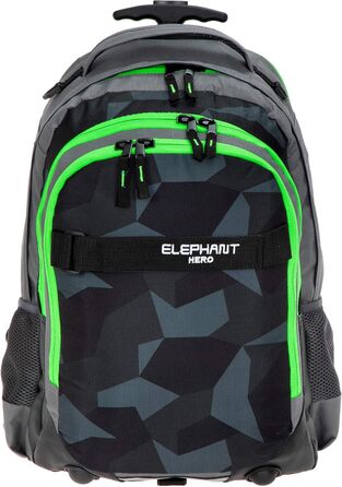 Дитячий рюкзак-тележка ELEPHANT Hero Signature з колесами, 12680 (Метелик Чорний/Рожевий) (Кібер Камуфляж Зелений (Чорний/Зелений))