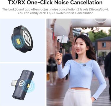 Hollyland Lark M2 Бездротовий петличний мікрофон для iPhone 17/16/15 & Android, 300м радіус дії, Hi-Fi звук, 30 год. роботи, USB-C