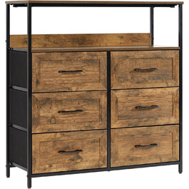 LYNCOHOME Chest of Drawers with Fabric Drawers, Sideboard Entryway Cabinet with 6 Fabric Drawers and Compartments, Drawer Organizer Furniture for Kitchen, Office, Bedroom (Embossed Brown)