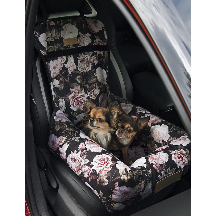 Крісло для собак у машину Petsen з іменем, корзина для собак, автоліжко для маленьких собак, автоліжко з іменем (Рожеве)