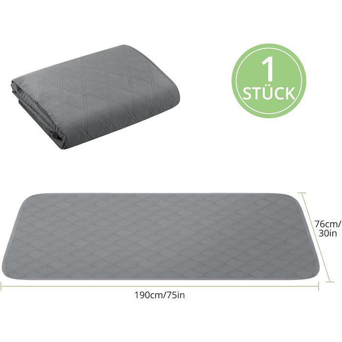 Водонепроникний килимок для собак TAIKURA, антиковзаючий килимок для тварин, міцний килимок для котів, багаторазовий. Захист для дивану, ліжка, автокрісла. Можна прати в пральній машині (темно-сірий, 76 x 190 см)