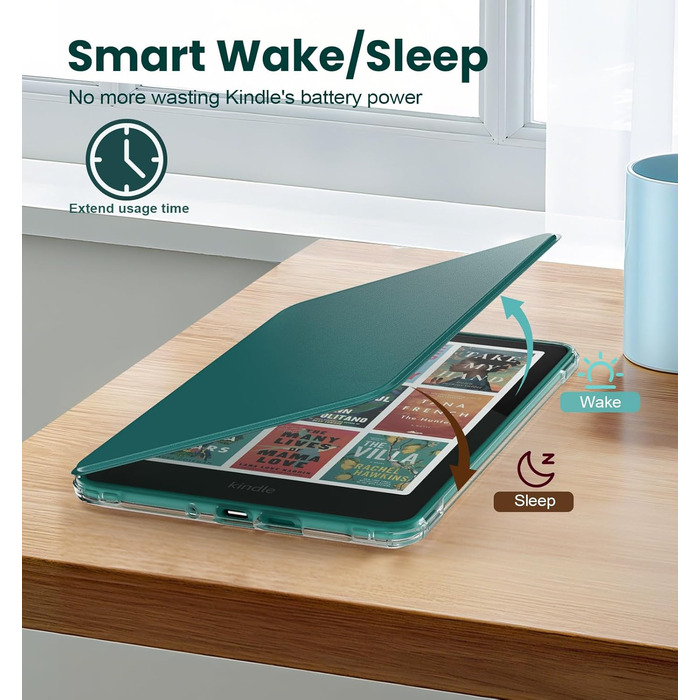 Чохол для Kindle Paperwhite 12 (2024) та Kindle Colorsoft (2024/2025) MoKo з магнітною застібкою, захист від подряпин, авто-сон/пробудження, колір A-Jade Green