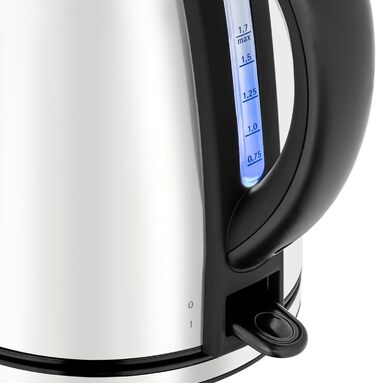 WMF Stelio Stainless Steel Kettle 1.7L, Electric Kettle with Scale Filter, 2400 W, Illuminated Water Level Indicator, Matte Stainless Steel (Gray)