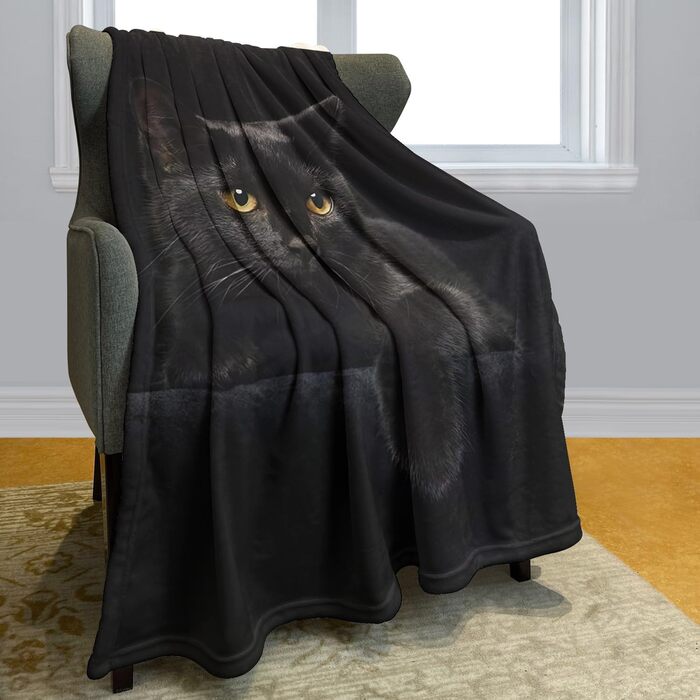 YISUMEI Blanket 150x200 cm Cozy Blanket Soft Flannel Soft Fleece Blanket Bedspread Black Cat 150 x 200 cm
