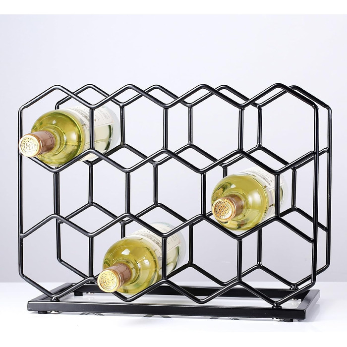 Drincarier Countertop Wine Rack, 14 Bottles, Freestanding, Modern Gold Metal, Pantry, Wine Bottle Storage (Bottles) (Black)