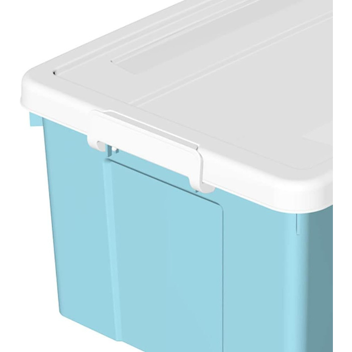 Cetomo 65 l x 6 Plastic Storage Box, Carry Case, Organiser with Robust Lid and Secure Locking Buckles, Stackable, 6 Pieces, Blue with Buckle