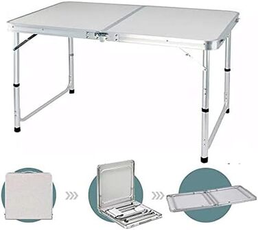 Складний стіл 60 см, портативний, для кемпінгу та пікніка, сад, на вулицю, регульована висота, алюмінієвий каркас, 60 x 45 x 25,9 см (Д x Ш x В)