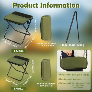 Зручний складаний стільчик-підсвічник для кемпінгу, риболовлі, подорожей та відпочинку на природі