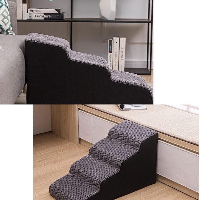 Сходинки для котів та собак Yanman, 2 сходинки, для дивану, з м'якого пінополіуретану, знімний, миючий чохол, бежевий