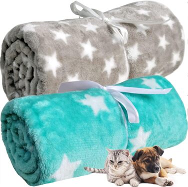 М'яка ковдра для собак та котів LeerKing: двошарова флісова ковдра 100 x 150 см (світло-сірий + зелений)