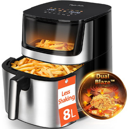 Фритюрниця повітряна Taylor Swoden Dual Blaze 8 літрів, 2000W з вікном, 10 програм, 3 режими, сенсорний дисплей, металевий корпус, регулювання температури та часу, для 9 осіб