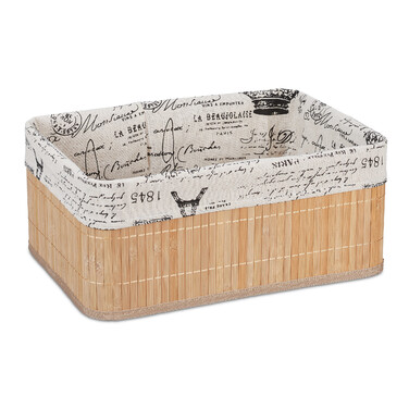 Relaxdays Bamboo Storage Basket with Print