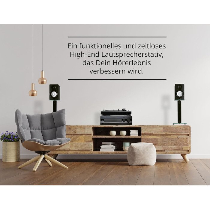 Підставка для колонок Pronomic SLS-282 BK (пара) - Стильний дизайн з 2 скляними пластинами, регульовані шпильки та гумові ніжки, приховане кабельне провідництво, вантажопідйомність 10 кг