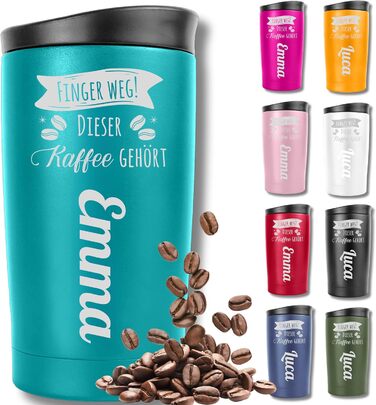 Термокружка KUINEA для кави та чаю, 350 мл, нержавіюча сталь, з щільним закриттям, зелена (турквіз), BPA-free