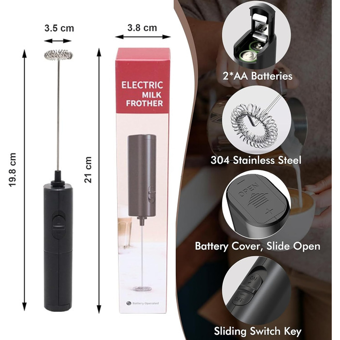 Електричний пінозбивач для молока Lamkrtlp: для капучино, лате, гарячого шоколаду