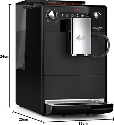 Melitta Latticia OT - Fully Automatic Coffee Machine with Milk System, Coffee Machine with Grinder for e.g. Coffee or Cappuccino, black