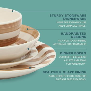 Сервіз Gibson Home Kenwood Shores, 16 предметів, зелений, ручної роботи, для 4 осіб