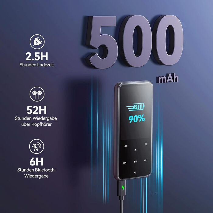 MP3-плеєр AGPTEK 64GB з Bluetooth 5.3, TFT-екраном 2.4