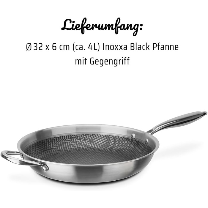 Сковорода Bratpfanne Inoxxa Black 28 см (32 см) з антипригарним покриттям та стільниковою структурою