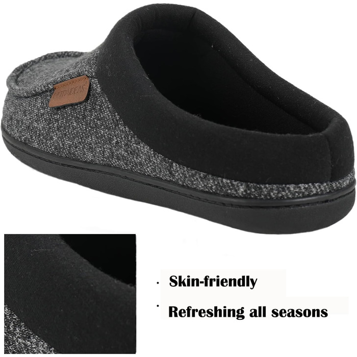 Чоловічі домашні тапочки ULTRAIDEAS з піною з пам'яті, замшеві, з м'якою підкладкою, сірі, 45/46 EU, 44.5/45.5 EU, чорний, сірий