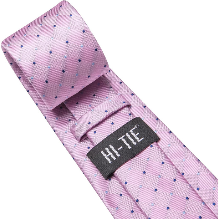 Чоловіча краватка Hi-Tie чорно-рожевого кольору з візерунком пає, смужки, крапки. Комплект з краватки та нагрудного хустинки. Ідеально для вечірок, весіль, офіційних заходів та бізнесу.
