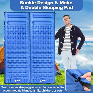 Wholede Self-Inflating Insulated Sleeping Pad for Camping - Lightweight & Waterproof Mat for 1 Person - Ideal for Backpacking, Hiking, Trekking & Tent Use