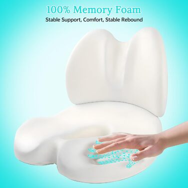Подушка для сидіння та спини Suewidfay 2-в-1 з піни Memory Foam, ергономічна, для офісного крісла, авто, інвалідного візка, сіра
